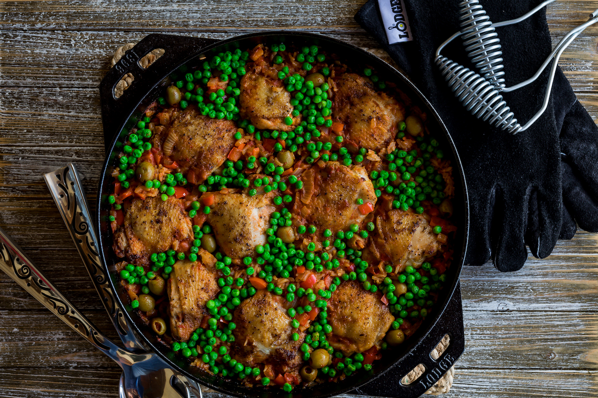 Campfire Arroz Con Pollo in the Cook-It-All by Lodge Cast Iron